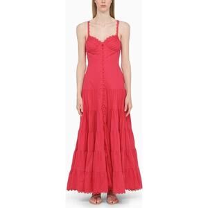 NWT Charo Fuchsia Pink Sleeveless Bustier Flounce Melia Maxi Dress Womens Small